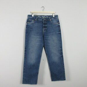 Raey Raw Hem Straight Leg Jeans Women's Size 30 Blue Button Fly Y2K Organic 758